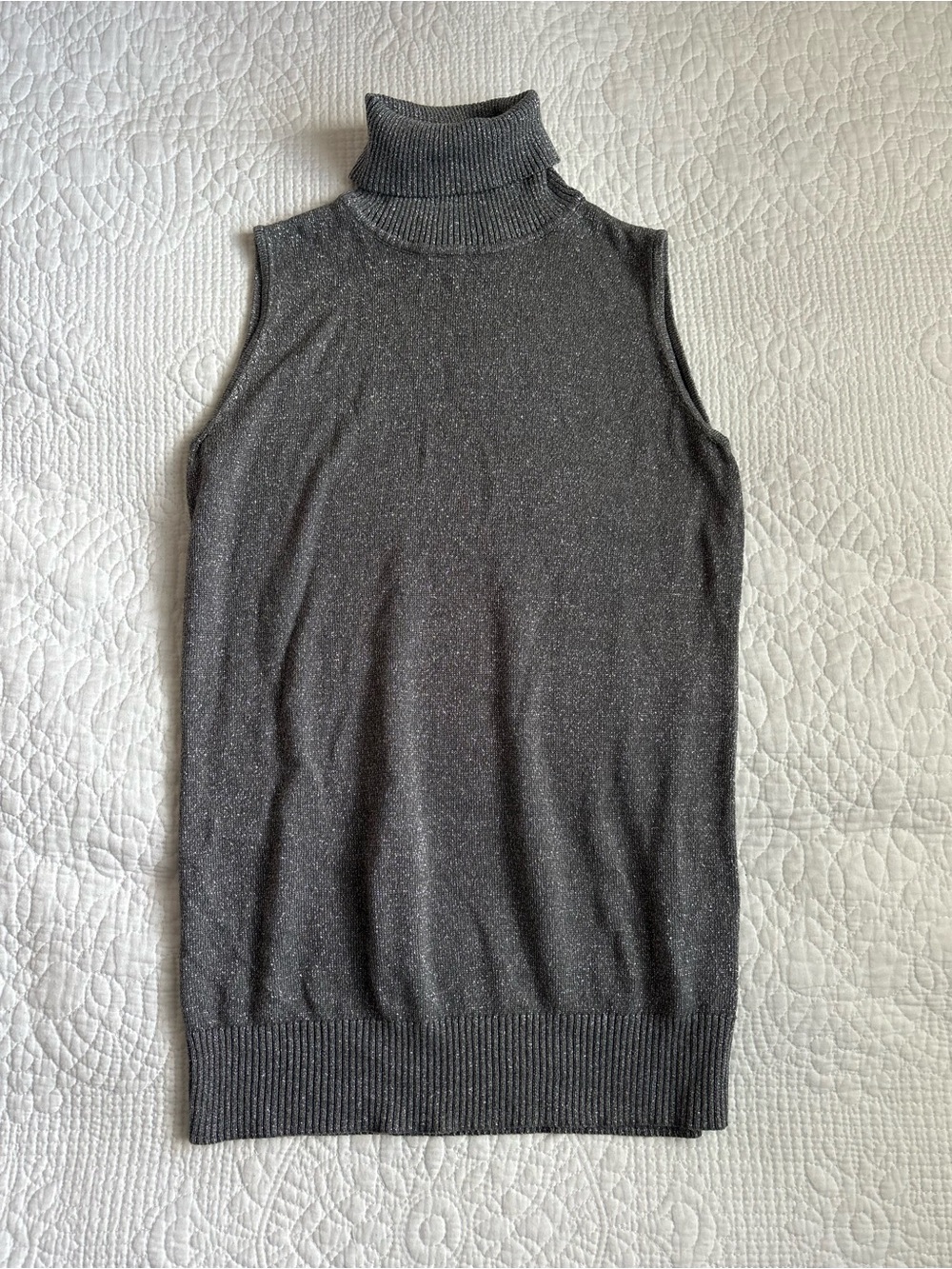 Vintage 90s Shimmer Sleeveless Turtleneck Sweater Tank Top